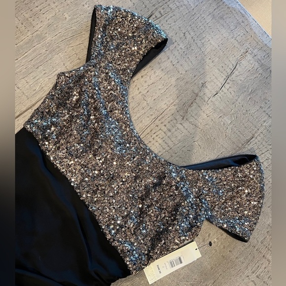 BADGLEY MISCHKA Black Sequins Mini Dress Cocktail - Picture 3 of 10